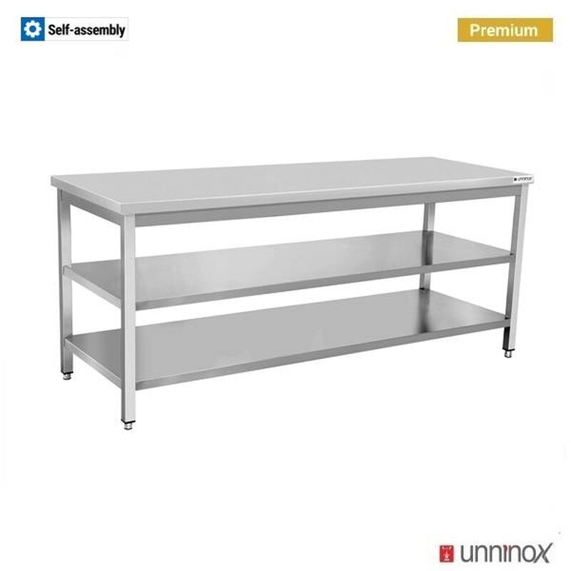 Unninox Werktafel | Rvs | Zelfmontage | Tussen-/bodemschap | Diepte 600mm | Hoogte 850/900mm | Breedte 700mm