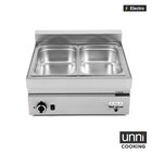 Unni-cooking Bain-marie | 650 Serie | Elektrisch | 2x 1/1 GN | 30°c/90°c | 2.4kw (230v) | Aftapkraan | 700x650x300(h)mm
