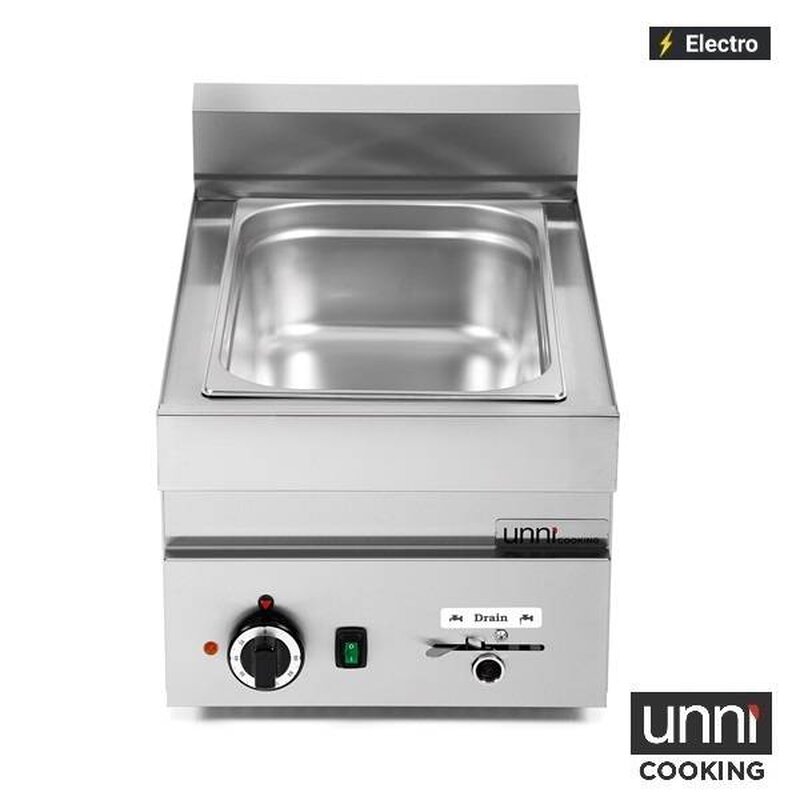 Unni-cooking Bain-marie | 650 Serie | Elektrisch | 1/1 GN | 30°c/90°c | 1.2kw (230v) | Aftapkraan | 400x650x300(h)mm