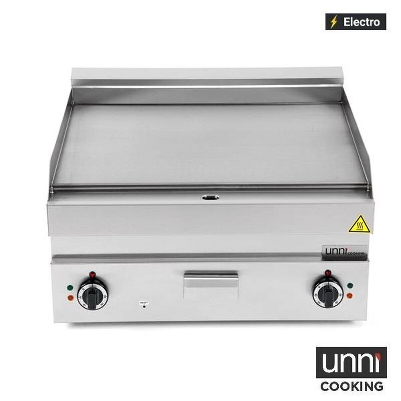 Unni-cooking Bak-/grillplaat | 650 Serie | Elektrisch | Glad Oppervlak 700x550 (rvs) | 50°c/300°c | 9kw (400v) | 700x650x300/540(h)mm