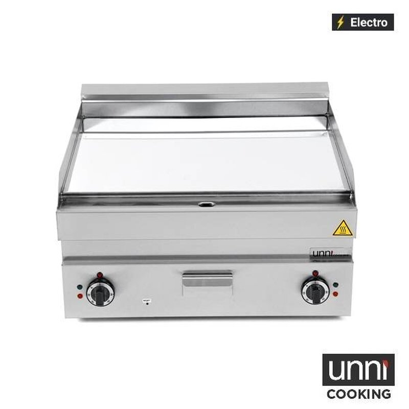 Unni-cooking Bak-/grillplaat | 650 Serie | Elektrisch | Glad Oppervlak 700x550 (verchroomd) | 50°c/300°c | 9kw (400v) | 700x650x300/540(h)mm