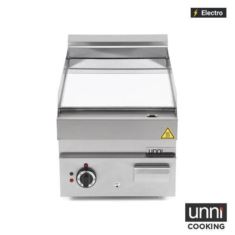 Unni-cooking Bak-/grillplaat | 650 Serie | Elektrisch | Glad Oppervlak 400x550 (verchroomd) | 50°c/300°c | 4.5kw (400v) | 400x650x300/540(h)mm
