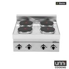 Unni-cooking Fornuis | 650 Serie | Tafelmodel | Elektrisch | 4 Kookpunten | 10.4kw (400v) | 700x650x300/540(h)mm