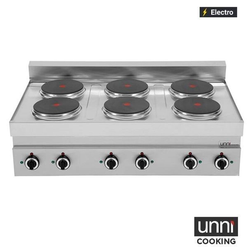 Unni-cooking Fornuis | 650 Serie | Tafelmodel | Elektrisch | 6 Kookpunten | 15.6kw (400v) | 1100x650x300/540(h)mm