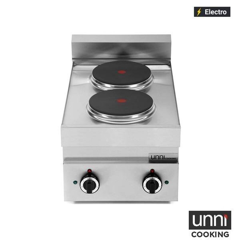 Unni-cooking Fornuis | 650 Serie | Tafelmodel | Elektrisch | 2 Kookpunten | 5.2kw (400v) | 400x650x300/540(h)mm
