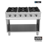 Unni-cooking Fornuis | Gas | 6 Branders (6x 6.5kw) | Waakvlam | Open Onderkast | 1100x700x850(h)mm