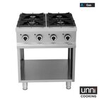 Unni-cooking Fornuis | Gas | 4 Branders (4x 6.5kw) | Waakvlam | Open Onderkast | 700x700x850(h)mm
