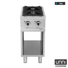Unni-cooking Fornuis | Gas | 2 Branders (2x 6.5kw) | Waakvlam | Open Onderkast | 400x700x850/900(h)mm