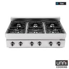 Unni-cooking Fornuis | 650 Serie | Tafelmodel | Gas | 6 Branders | 6x 6.5kw | 1100x650x300/540(h)mm
