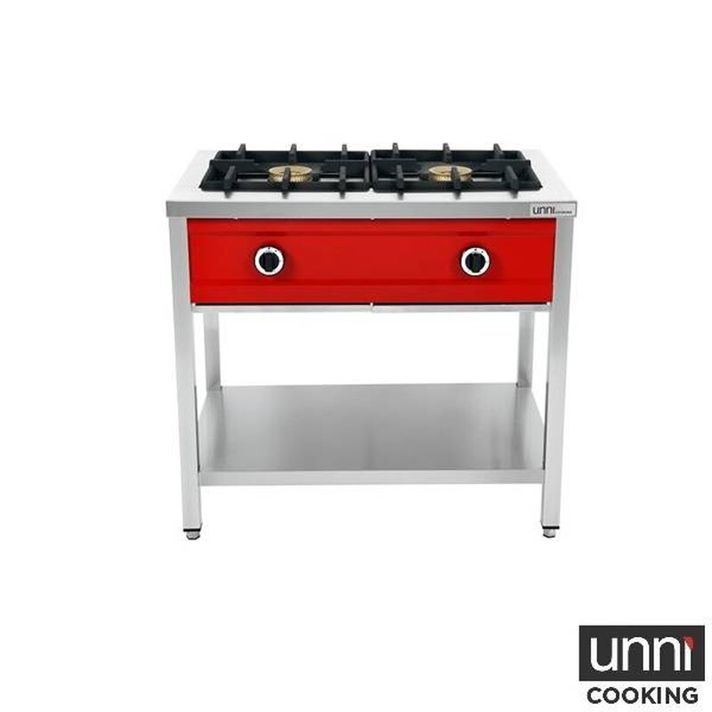 Unni-cooking Pannenkoekenfornuis | Gas | 2 Branders | 2x 8kw | Bodemschap | 900x600x850/900(h)mm