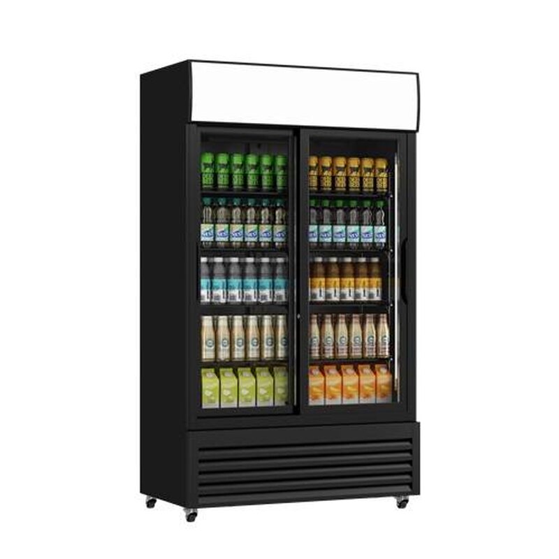 Unnicool Koelkast | 760l | Zwart | +2°c/+10°c | Geforceerd | Schuifdeuren | Wielen (geremd) | 1120x610x1973(h)mm