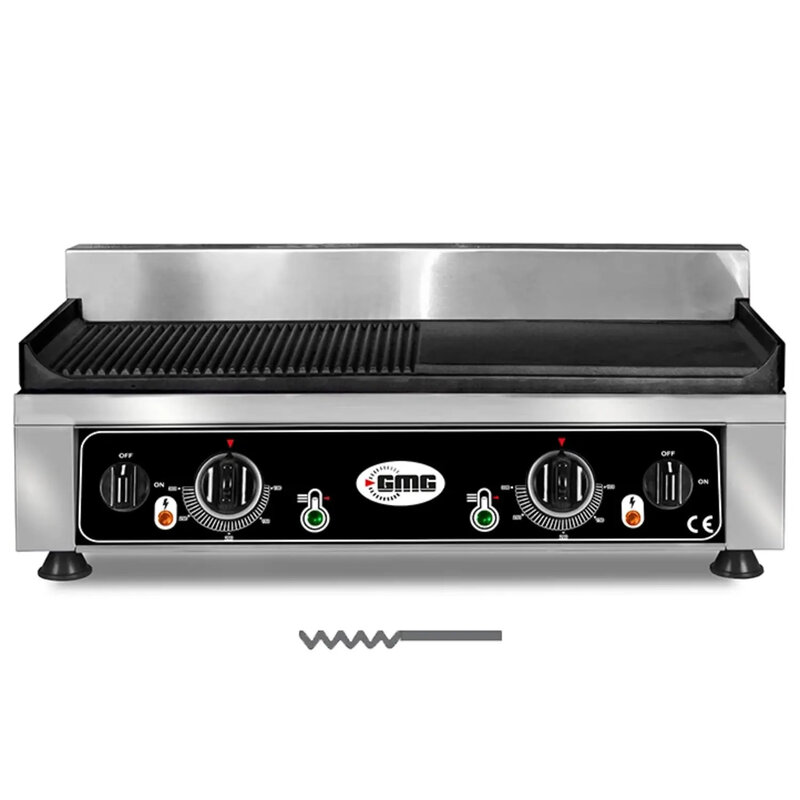 Gmg Bak-/grillplaat | Elektrisch | Glad/gegroefd Oppervlak 520x240 (gietijzer) | 50°c/300°c | 2.2kw (230v) | 540x330x240(h)mm