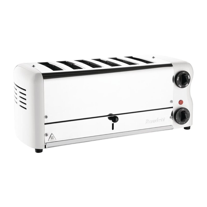 Rowlett Broodrooster/tosti-apparaat | Esprit | Rvs/wit | 6 Sleuven | 2.6kw (230v) | Incl. Tostiklemmen | 508x237x207(h)mm