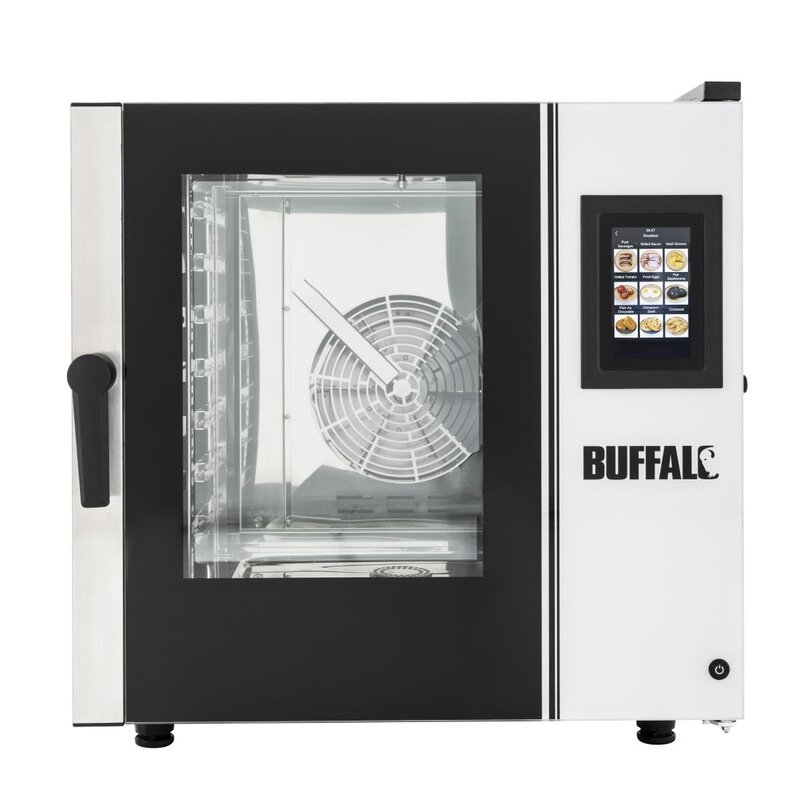 Buffalo Combisteamer | Elektrisch | 7 Niveaus (1/1 Gn) | 30°c/250°c | 10.2kw (400v) | Zelfreiniging | Touchscreen | 790x790x825(h)mm | Losse Oven