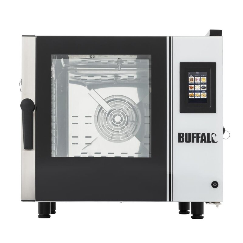 Buffalo Combisteamer | Elektrisch | 6 Niveaus (1/1 Gn) | 30°c/250°c | 7.2kw (400v) | Zelfreiniging | Touchscreen | 720x620x665(h)mm