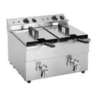 Buffalo Inductiefriteuse | Elektrisch | 7.5+7.5l | 60°c/190°c | 6kw (2x 230v) | Aftapkranen | 576x478x410(h)mm