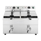 Buffalo Inductiefriteuse | Elektrisch | 7.5+7.5l | 60°c/190°c | 6kw (2x 230v) | Aftapkranen | 576x478x410(h)mm