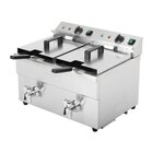 Buffalo Inductiefriteuse | Elektrisch | 7.5+7.5l | 60°c/190°c | 6kw (2x 230v) | Aftapkranen | 576x478x410(h)mm