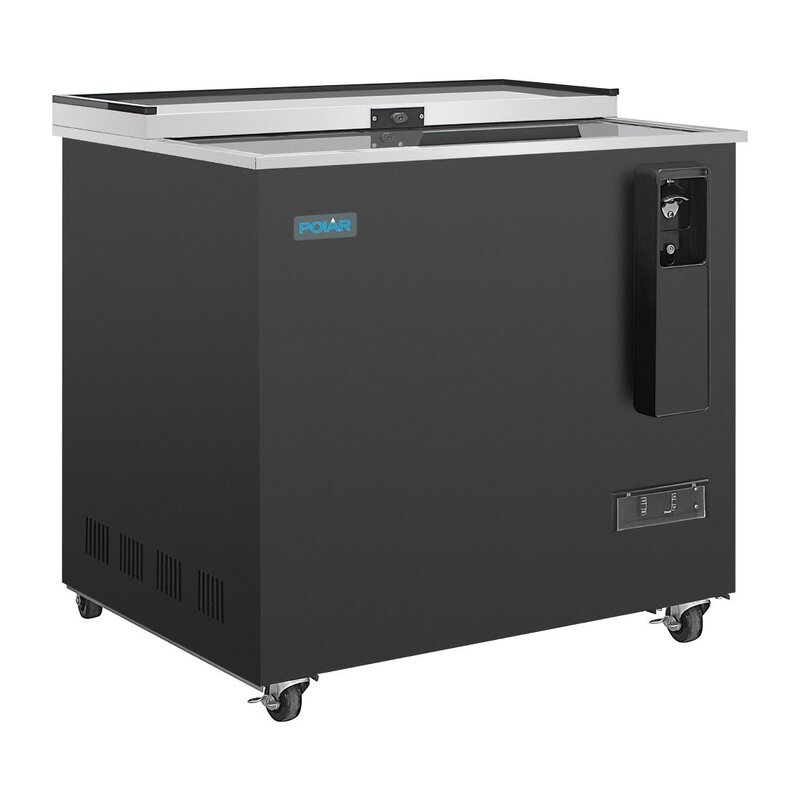 Polar Koelkist Met Werkblad | Zwart | 279l | Flesopener + Opvangbak | +2°c/+8°c (statisch + Ventilator) | 2 Schuifdeksels (dicht) | 935x687x888(h)mm