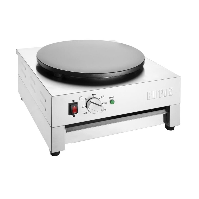 Buffalo Crêpes Bakplaat | Elektrisch | Oppervlak ø400 (rvs) | 3kw (230v) | 450x470x220(h)mm