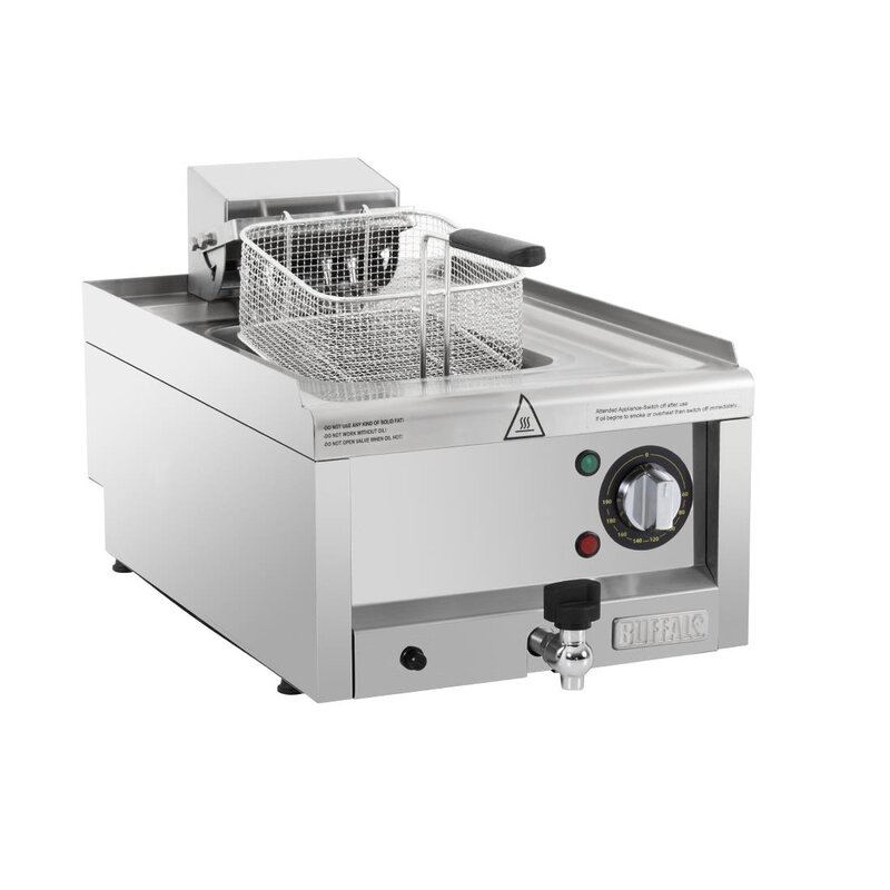 Buffalo Friteuse | 600-serie | Elektrisch | 8L | 60°c/190°c | 6kw (400v) | Aftapkraan | 400x600x240(h)mm