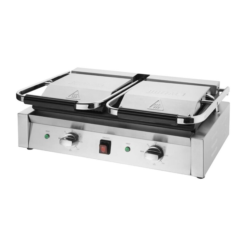 Buffalo Contact-/paninigrill | Bistro | Dubbel | Gegroefd Oppervlak (gietijzer) | 100°c/300°c | 2.9kw (230v) | 570x310x200(h)mm