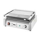 Buffalo Contact-/paninigrill | Bistro | Enkel XL | Glad/gegroefd Oppervlak (gietijzer) | 50°c/300°c | 2.5kw (230v) | Timer | 430x310x200(h)mm