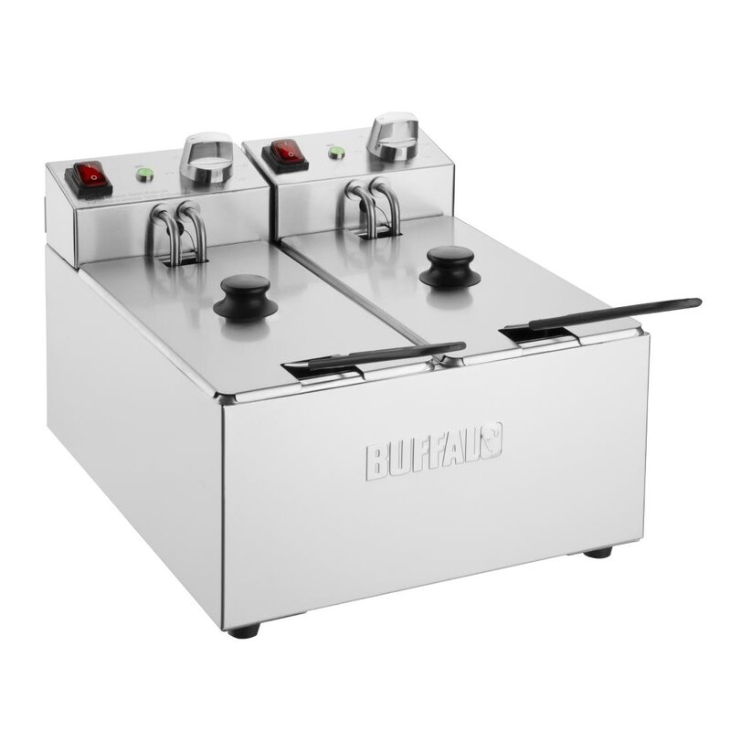 Buffalo Friteuse | Elektrisch | 3+3l | 60°c/190°c | 4kw (2x 230v) | 360x410x295(h)mm