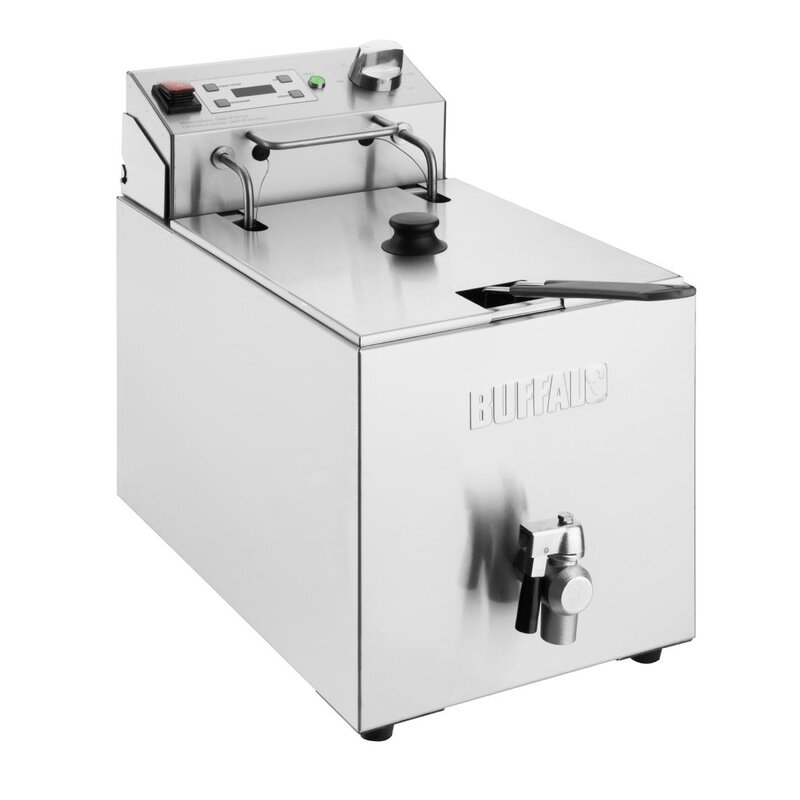 Buffalo Friteuse | Elektrisch | 8L | 50°c/190°c | 2.9kw (230v) | Aftapkraan | Timer | 280x505x410(h)mm