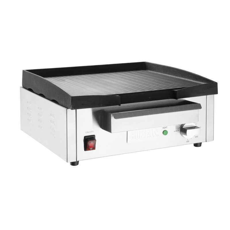Buffalo Bak-/grillplaat | Elektrisch | Glad Oppervlak 385x280 (gietijzer) | 50°c/300°c | 1.8kw (230v) | 430x320x203(h)mm