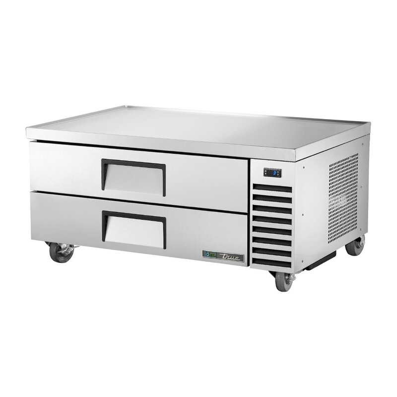 True Koelwerkbank | Laag Model | 78l | 2 Laden (1/1 Gn) | 0°c/+3°c | Geforceerd | Wielen (geremd) | 1318x816x645(h)mm