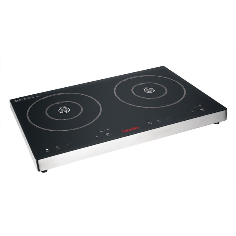 Caterlite Inductiekookplaat | 2 Kookpunten | 60°c/240°c | 3kw (230v) | Touchbediening | 608x370x56(h)mm