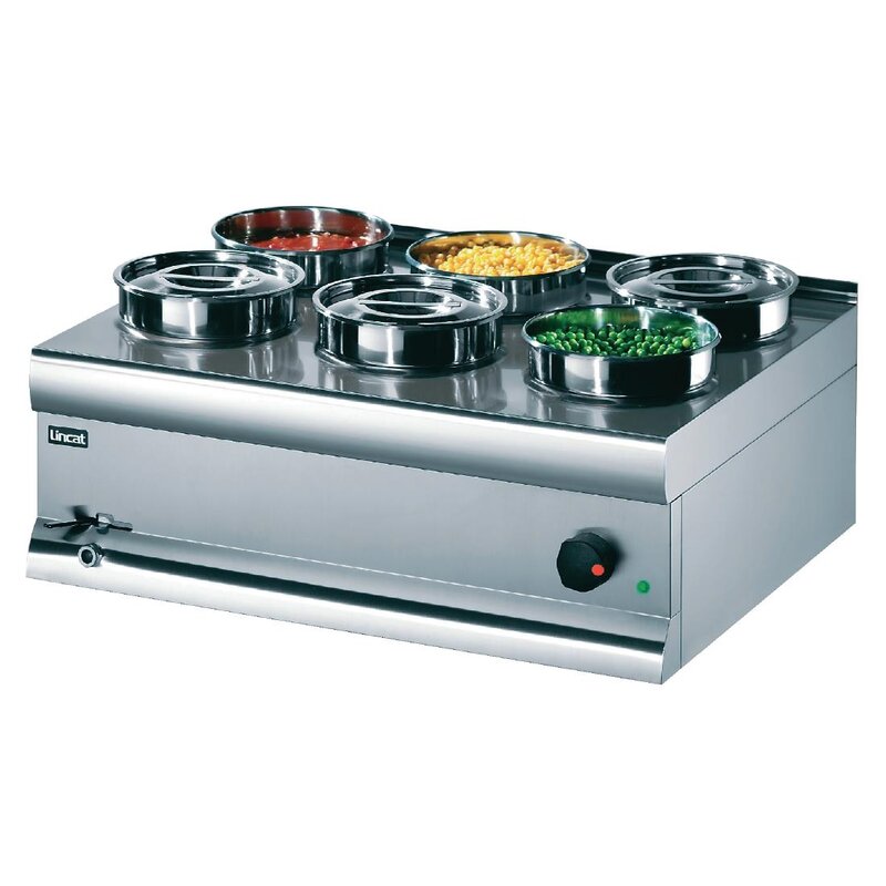 Lincat Bain Marie | 2kw | Rvs | Met Aftapkraan | Incl. 6x 4,5l Pan | 750x600x325mm