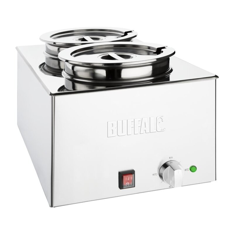 Buffalo Hotpot Bain-marie | Elektrisch | 2x 5.2l | 30°c/90°c | 1.2kw (230v) | 432x645x327(h)mm