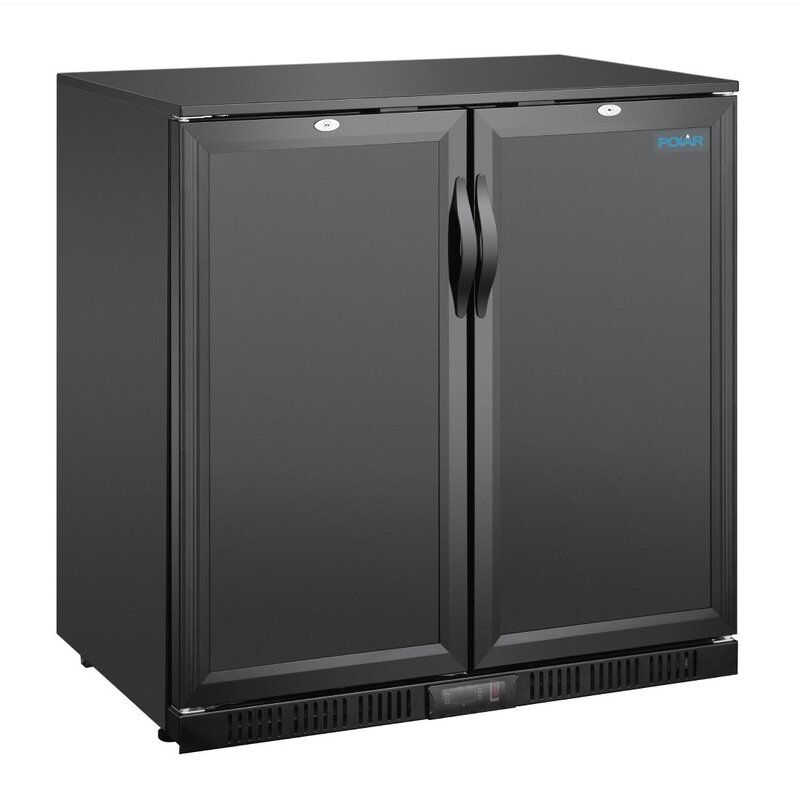 Polar Barkoelkast | Laag Model | 198l | Zwart | +2°c/+8°c | Geventileerd | 2 Klapdeuren (dicht) | 900x520x850(h)mm