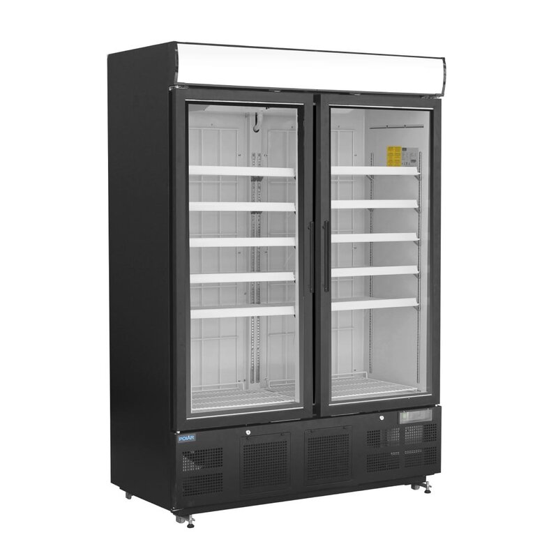 Polar Vrieskast | G-serie | 920l | Zwart | -18°c/-22°c | Statisch + Ventilator | Draaideuren | Wielen | 1370x720x2022(h)mm