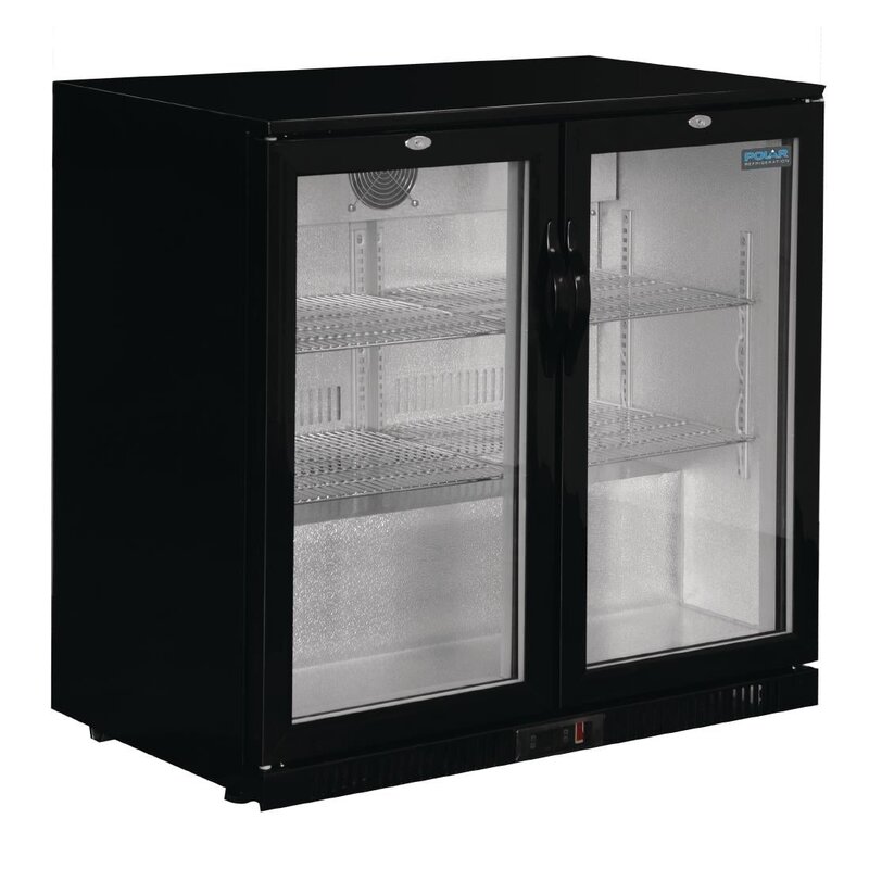 Polar Barkoelkast | G-serie | 208l | Zwart | +2°c/+8°c | Statisch + Ventilator | Draaideuren | Wielen | 900x520x900(h)mm