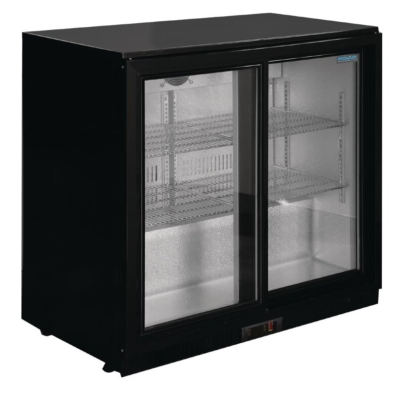Polar Barkoelkast | 208l | Zwart | +2°c/+8°c | Geventileerd | Schuifdeuren | 900x520x900(h)mm