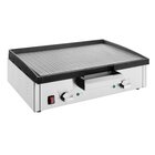Buffalo Bak-/grillplaat | Elektrisch | Gegroefd Oppervlak 555x264 (gietijzer) | 50°c/300°c | 3kw (230v) | Timer | 615x466x207(h)mm