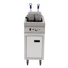 Buffalo Friteuse | Elektrisch | 20l | 60°c/190°c | 12kw (400v) | Aftapkraan | Wielen (geremd) | 394x750x1014(h)mm