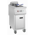 Buffalo Friteuse | Elektrisch | 20l | 60°c/190°c | 12kw (400v) | Aftapkraan | Wielen (geremd) | 394x750x1014(h)mm