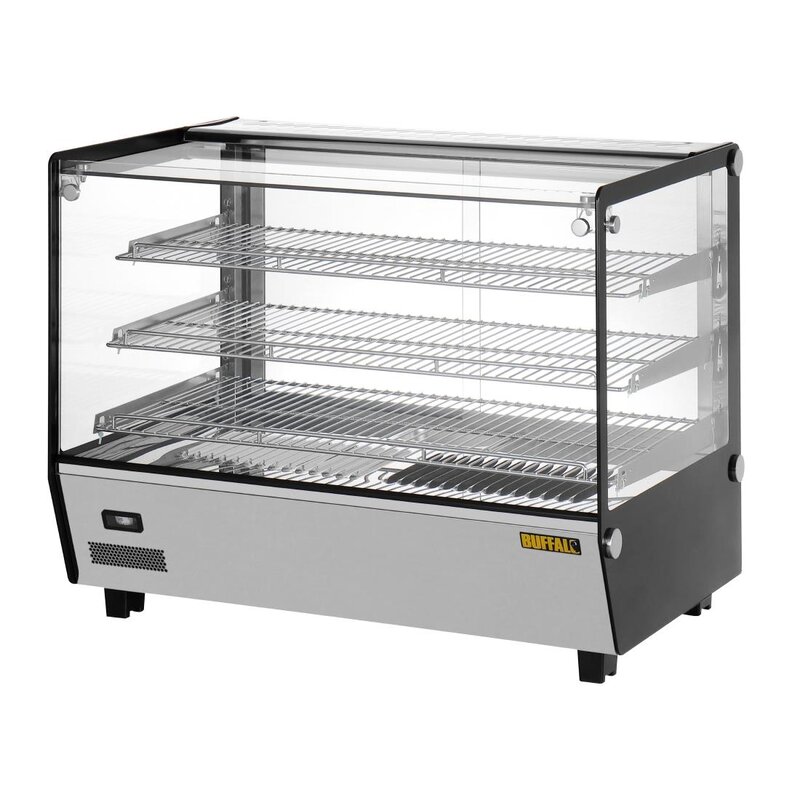 Buffalo Warmhoudvitrine | Zwart/rvs | 30°c/90°c | Statisch | 3 Niveaus | 1.5kw (230v) | 856x568x686(h)mm