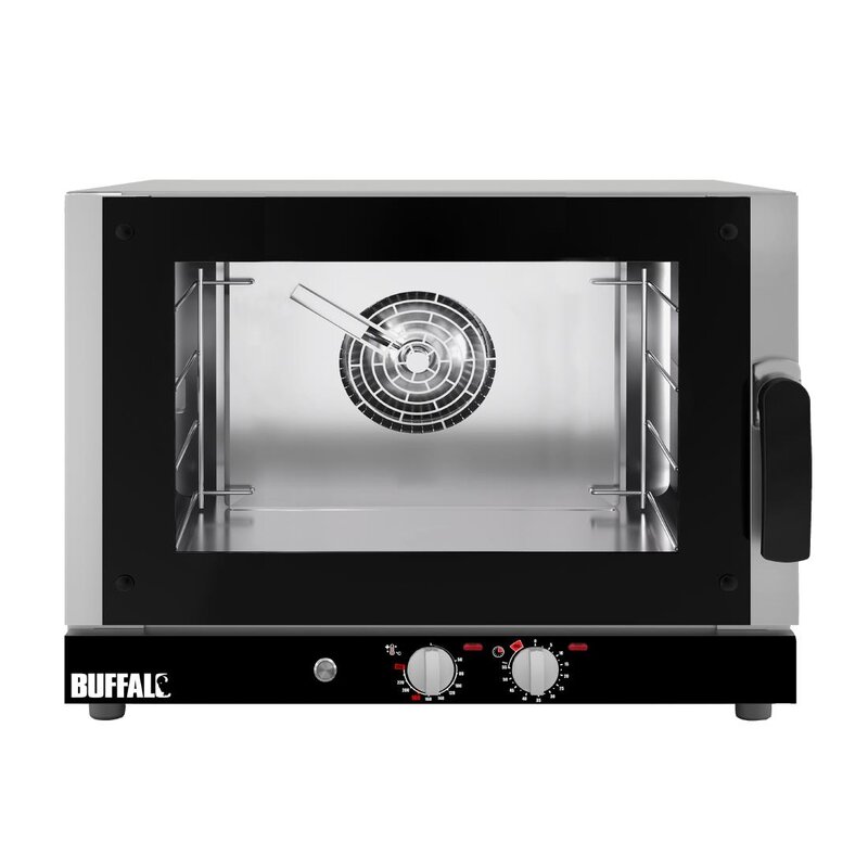 Buffalo Heteluchtoven | 4 Niveaus (1/1 Gn) | Elektrisch | 50°c/250°c | 4.6kw (400v) | Bevochtiging (handmatig) | 701x757x540(h)mm