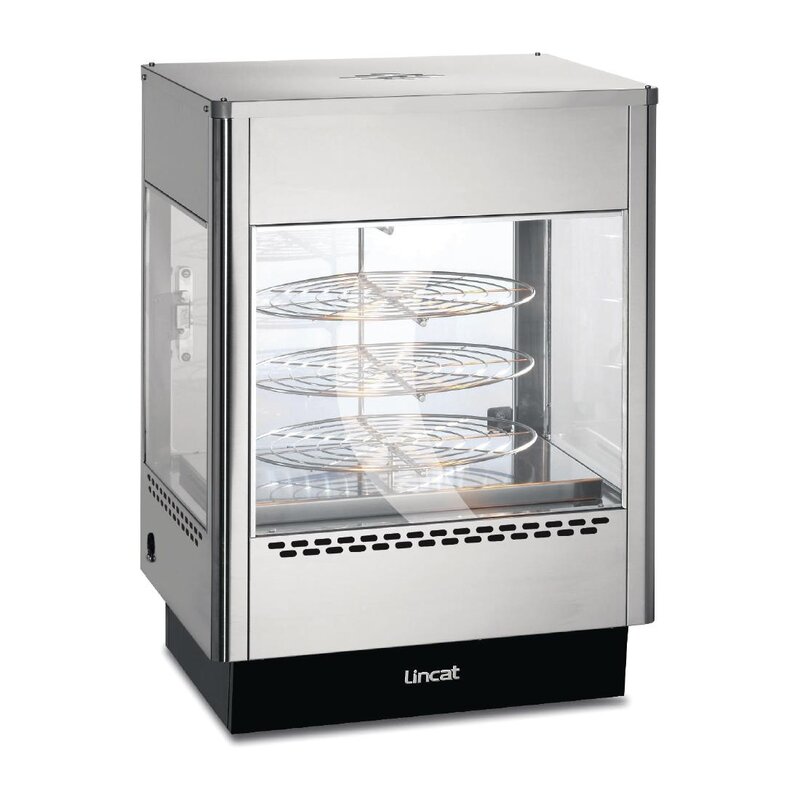 Lincat Pizza-warmhoudvitrine | Rvs | 3 Niveaus (roterend) | 72°c/95°c | 1.5kw (230v) | 562x562x783(h)mm