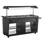 Buffalo Verwarmd Buffet | Zwart | 4x 1/1 GN | 30°c/90°c | Bain-marie | Liftkap (verlicht) | Wielen (geremd) | 1058x740x1356(h)mm