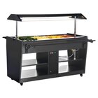 Buffalo Verwarmd Buffet | Zwart | 4x 1/1 GN | 30°c/90°c | Bain-marie | Liftkap (verlicht) | Wielen (geremd) | 1058x740x1356(h)mm