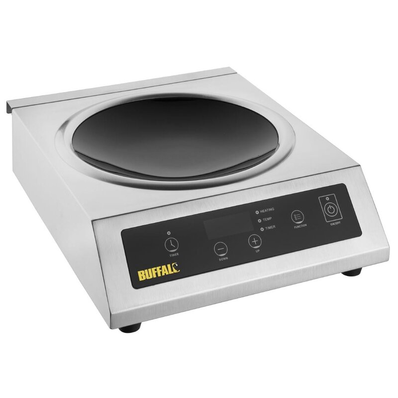 Buffalo Inductiewokplaat | 1 Kookpunt (ø360/380) | 60°c/240°c | 3kw (230v) | Timer | 340x432x125(h)mm