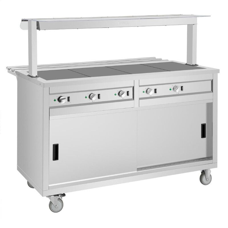 Buffalo Mobiele Uitgiftewagen Met Massief Verwarmd Bovenblad 4x 1/1 GN