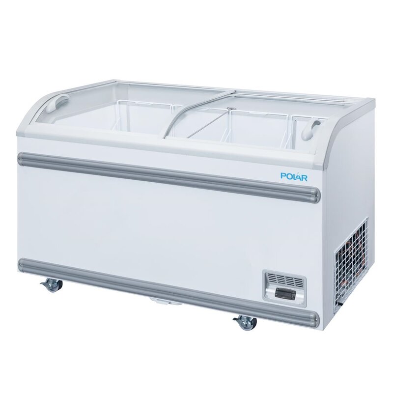Polar Supermarkt Vrieskist | G-serie | 500l | Wit | -18°c/-22°c | Statisch | Schuifdeksels | Wielen | 1424x758x780(h)mm