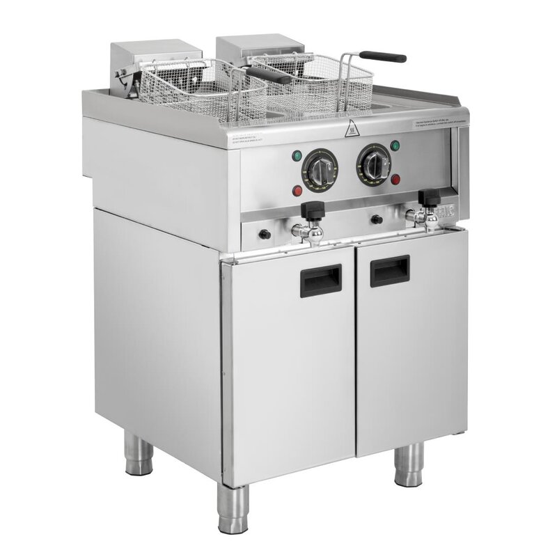 Buffalo 600 Serie Vrijstaande Elektrische Friteuse Met Dubbele Tank 2X 8ltr